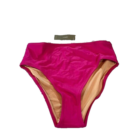J.Crew Womens Hallie Bikini Bottom High Rise Swim Beach Fuchsia Pink Size M NWT - Picture 2 of 9